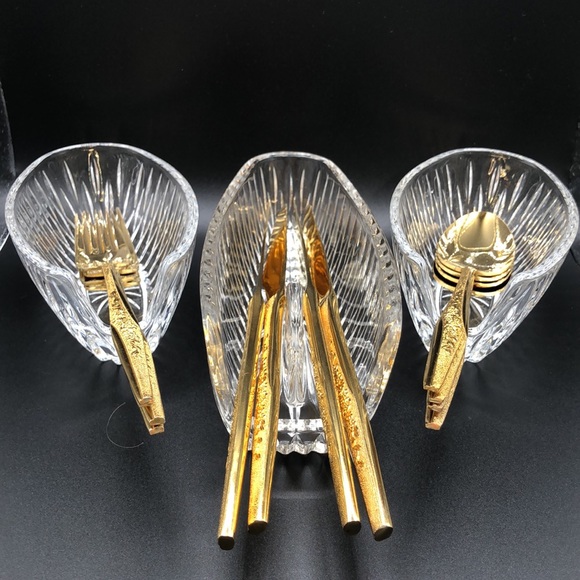 Princess House Dining Princess House Cut Glass Cutlery Holders Set Of 3 For Forks Spoons And